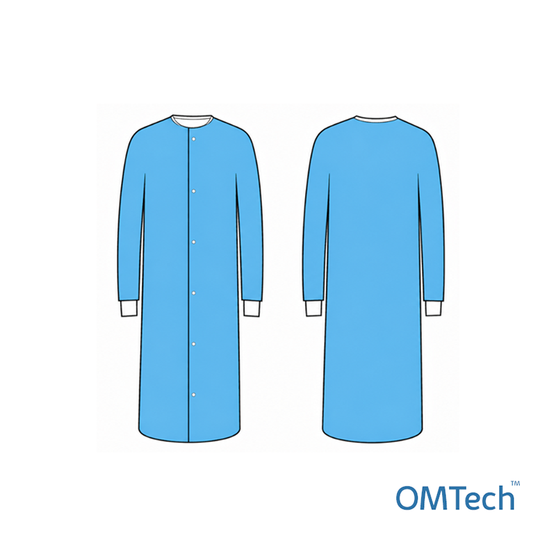 Халат хірургічний OMTech™ на кнопках, довжиною 140см (розмір 50-52 (L) ,(СМС – 35 г/м2),стерильний